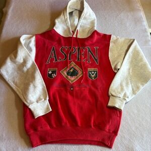 Vintage Aspen Colorado Kids Hoodie Sweatshirt Galt Sand Gray Red L(16-18)